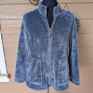 Cuddl Duds Blue Textured Teddy Jacket